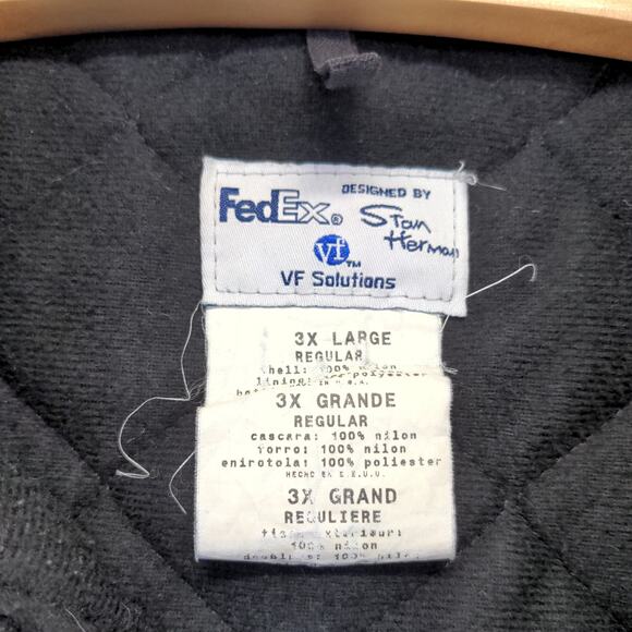 FedEx Stan Herman Men's Quilted Work Uniform Jacket Coat Black 3XL Hooded - Picture 10 of 13